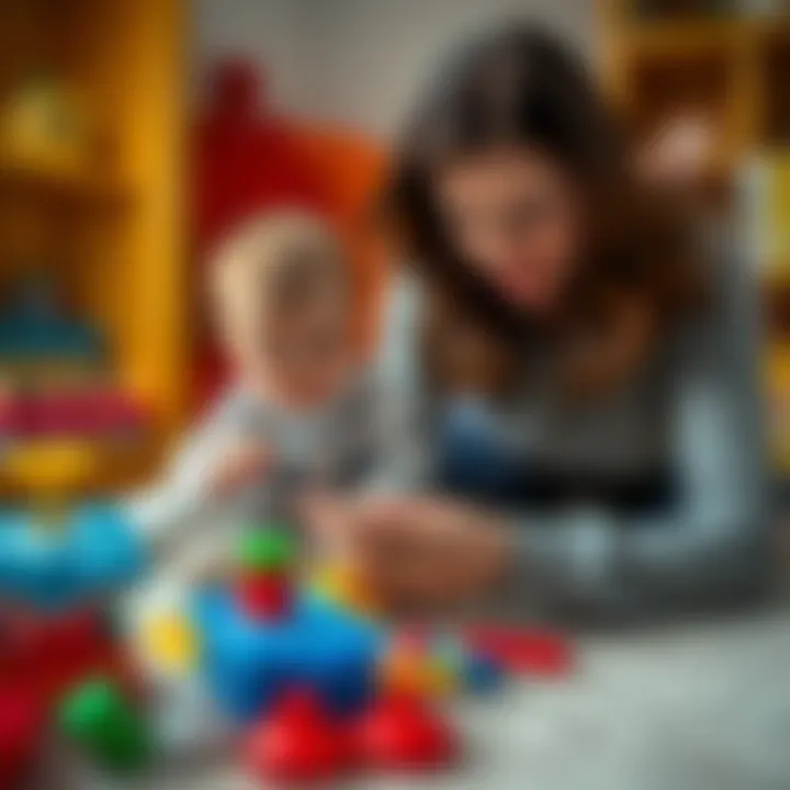 Parent observing child during playtime with dropping activities