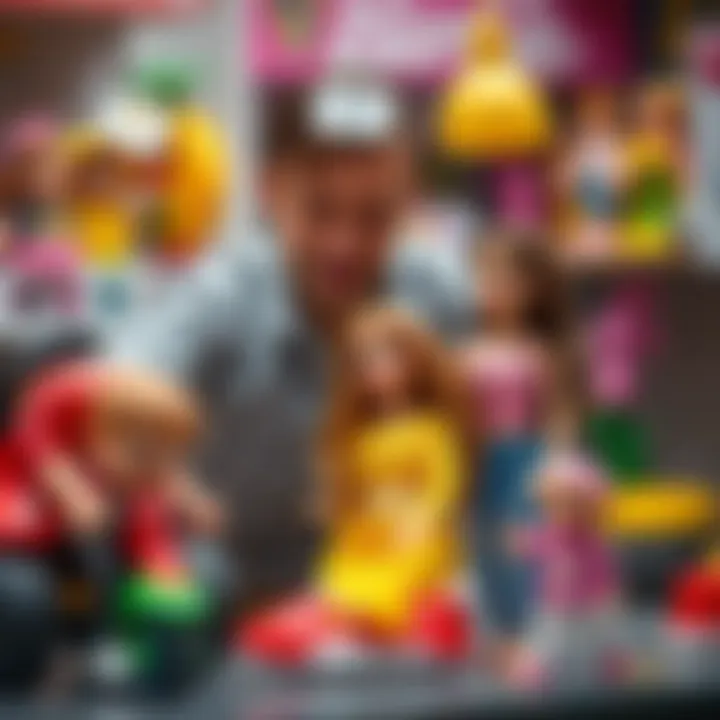 A thoughtful parent selecting toys for their child focusing on diversity