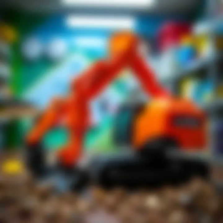 Guided Toy Selection for Parents Parents choosing a toy excavator for their child