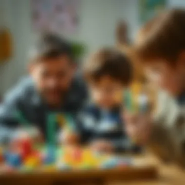Parents Observing Educational Play Sticks Parents observing their children playing with educational sticks