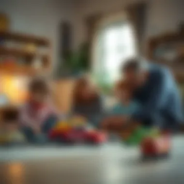 Parents observing children playing with Revell toys