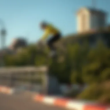 A parkour cyclist executing a jump over a barrier