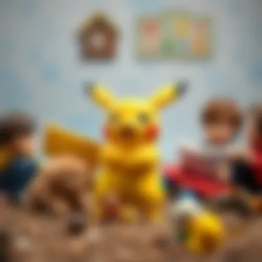 Pikachu in a playful scene with children
