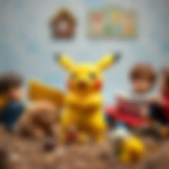 Pikachu in a playful scene with children