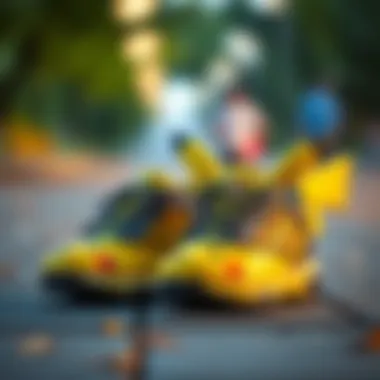 Playful Design of Pikachu Shoes A vibrant pair of Pikachu shoes showcasing playful design elements.