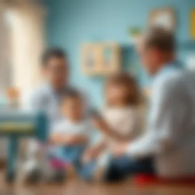 Parents and children discussing the benefits of the doctor set