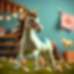 Vibrant Pilsan toy horse in a playful setting