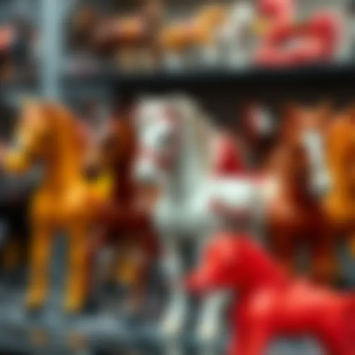 Collection of Pilsan Toy Horses Various models of Pilsan toy horses displayed together