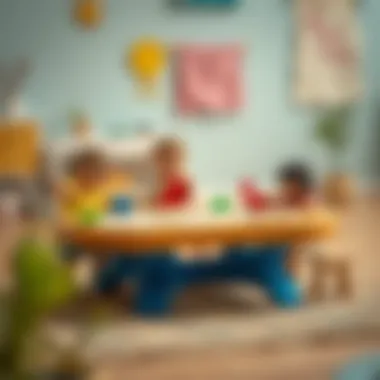 Creative play using water and sand at the table