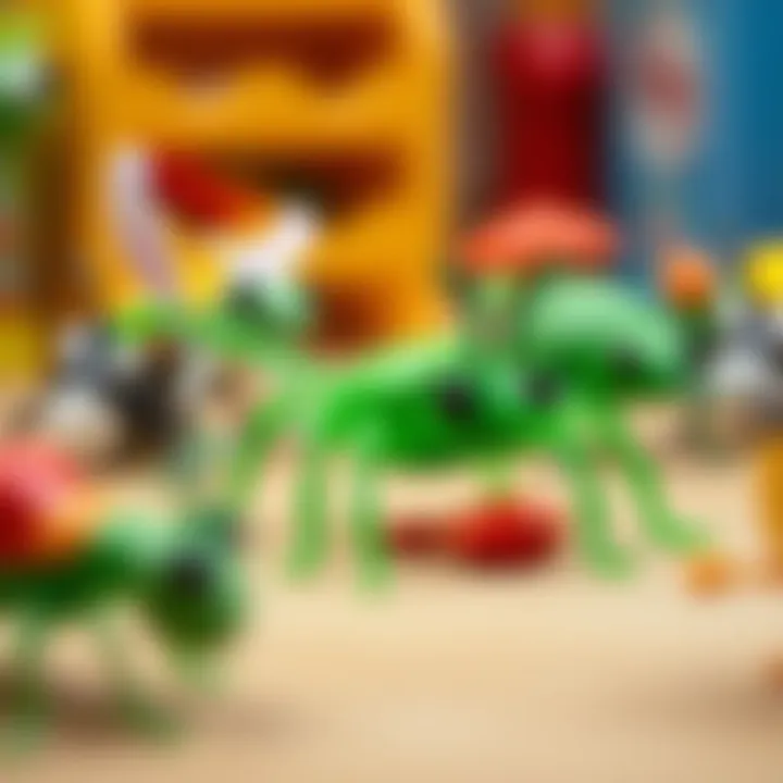 A variety of plastic insect toys showcasing developmental benefits