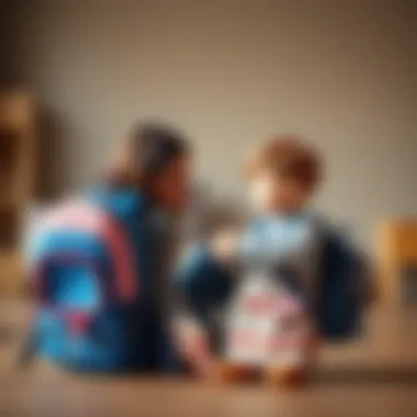 Parent and child discussing the benefits of the popit school bag.