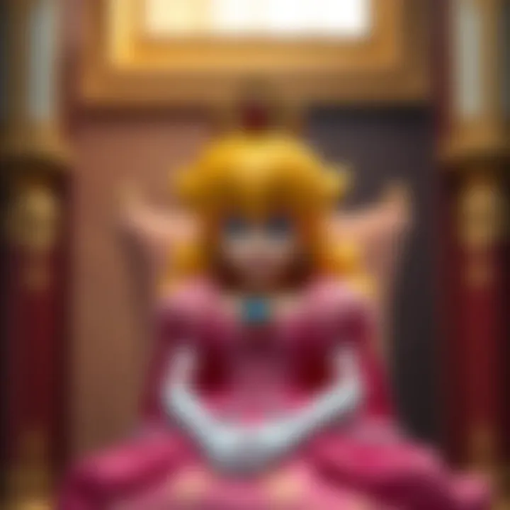 Princess Peach in a regal setting, embodying her role