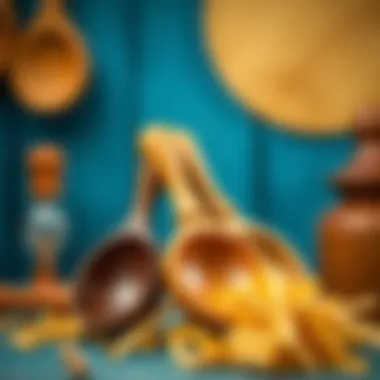 A close-up of high-quality wooden scoops showcasing craftsmanship