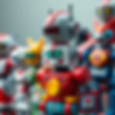 A colorful display of toy robot names and their meanings