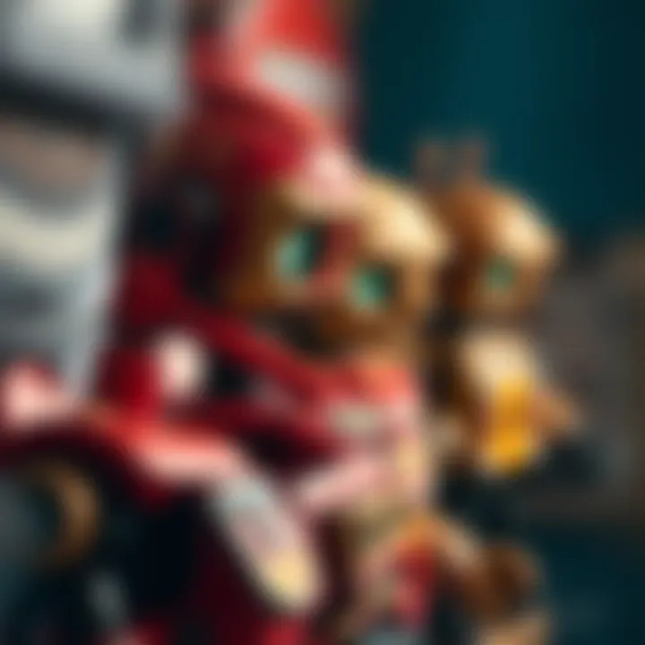 An artistic representation of storytelling with toy robots