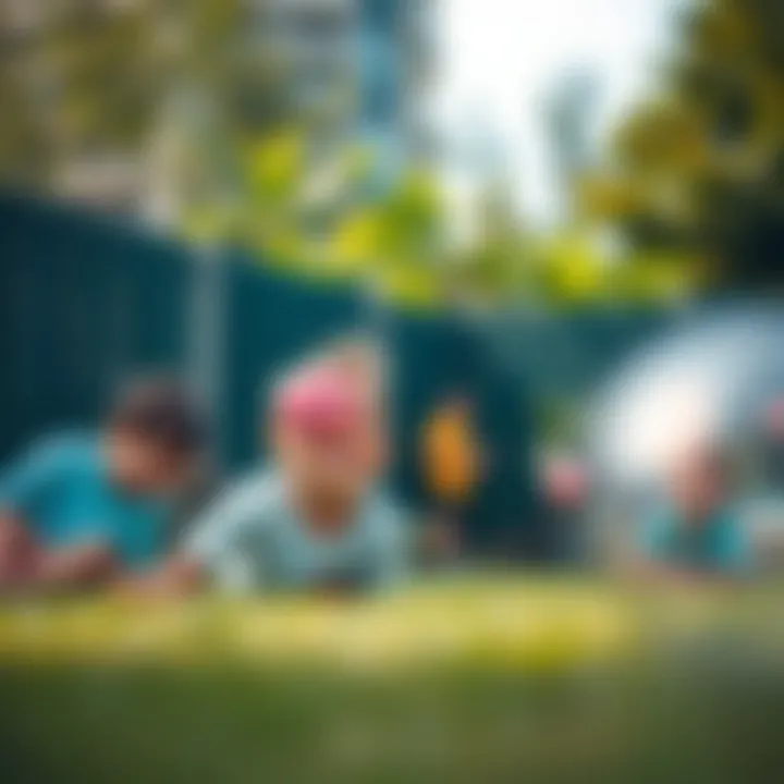 A group of children enjoying a play session with silent balls in an outdoor setting.