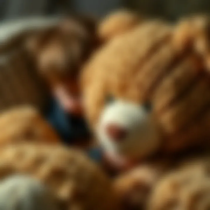 A close-up of a child hugging a large teddy bear, symbolizing comfort and affection.