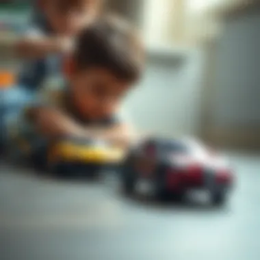 Children engaging in motor skill development with small cars