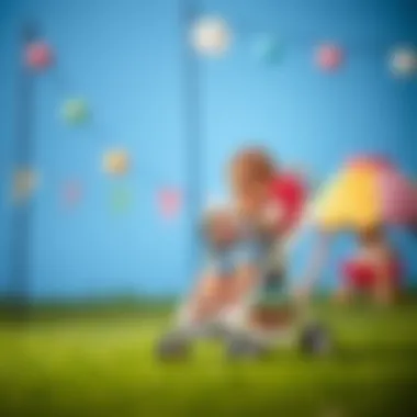 Child engaging with play stroller