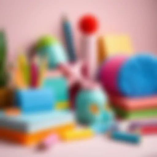 Aesthetic display of soft stationery products in vibrant colors