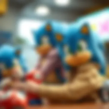 Children engaging in play with Sonic hats