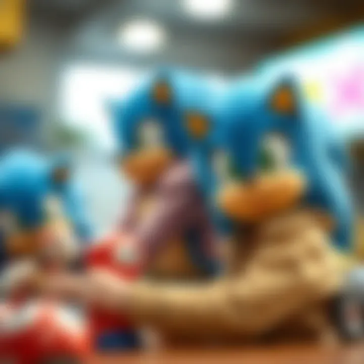 Children engaging in play with Sonic hats