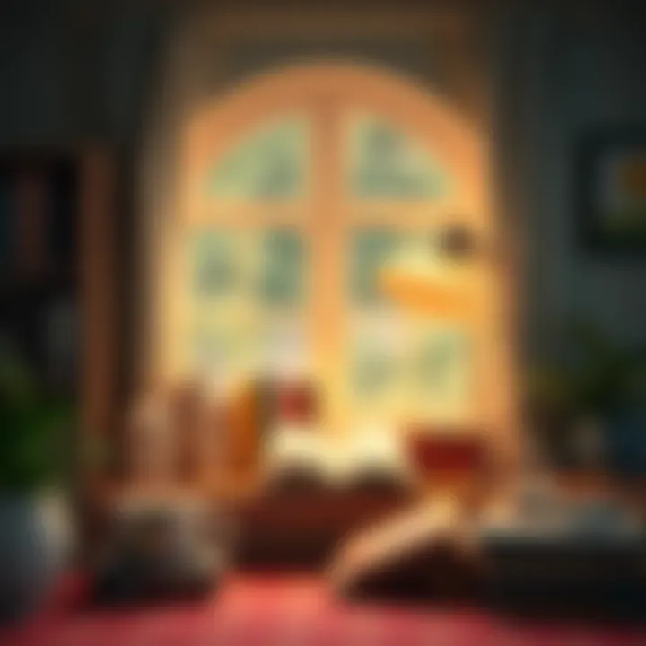 A cozy reading nook with inspirational books and soft lighting