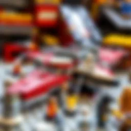 A detailed view of a Star Wars Lego set showcasing intricate designs