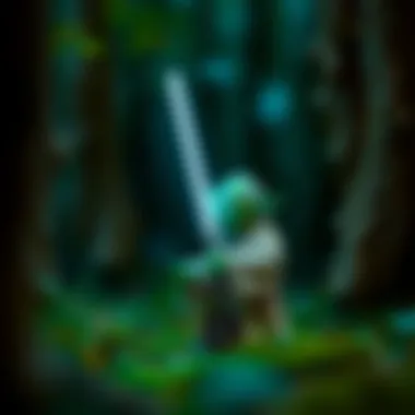 Yoda in a serene forest with a light saber