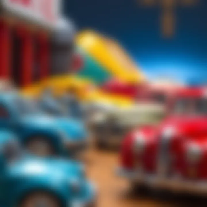 Diverse Designs of Steel Cars A vibrant collection of steel cars showcasing various designs.