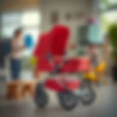 Parents maintaining a stroller to keep it in good condition