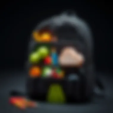 Stylish black school bag with various compartments