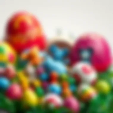 Colorful Surprise Eggs Colorful surprise eggs with toys spilling out