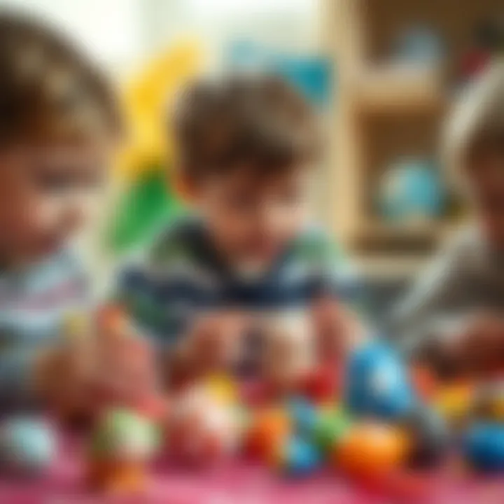 Imaginative Play with Surprise Egg Toys Children engaged in imaginative play with toys from surprise eggs