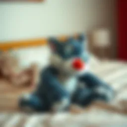 A cozy Sylvester plush toy resting on a child's bed
