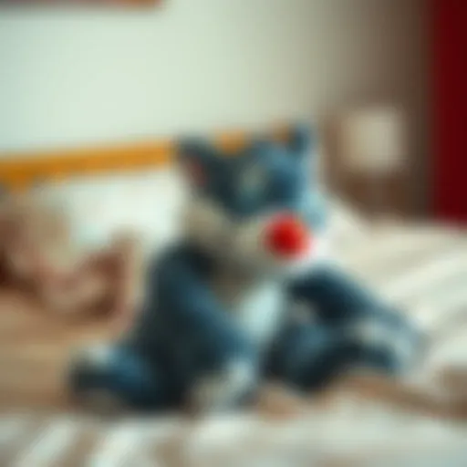 A cozy Sylvester plush toy resting on a child's bed