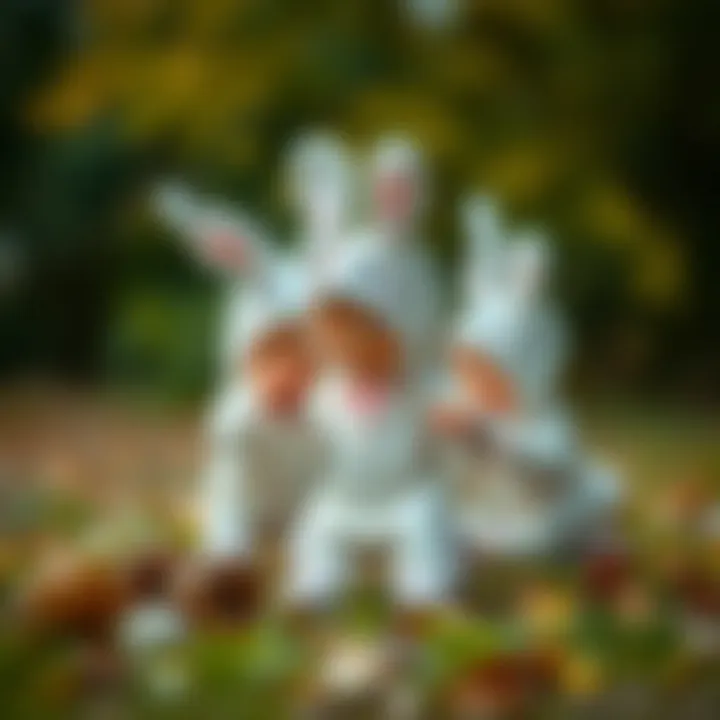 Children engaging in a playful activity while dressed in rabbit costumes.