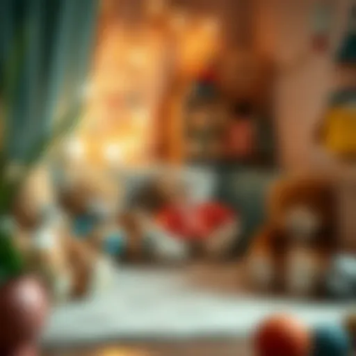 A cozy playroom filled with plush teddy bears, inviting imaginative play.