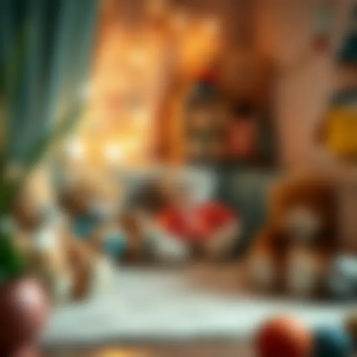 A cozy playroom filled with plush teddy bears, inviting imaginative play.