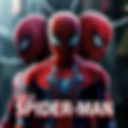 Dynamic portrayal of three Spider-Man characters in a collage