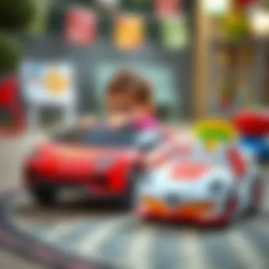 Child playing with a toy car in a safe environment
