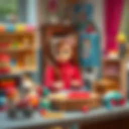 A creative play setup for 8-year-old girls with various toys