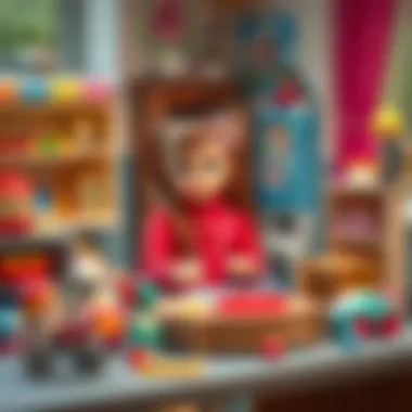 A creative play setup for 8-year-old girls with various toys