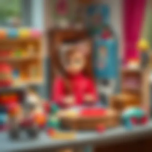 A creative play setup for 8-year-old girls with various toys