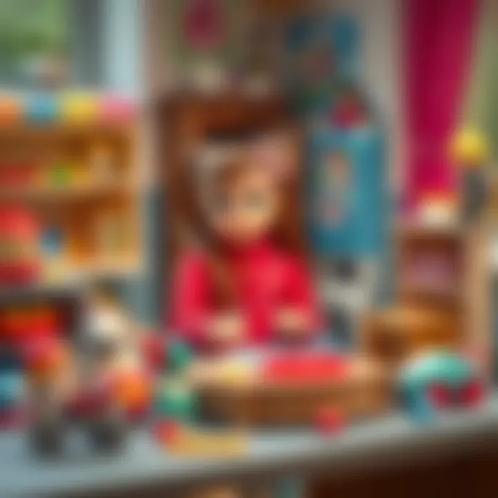 A creative play setup for 8-year-old girls with various toys