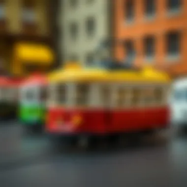 Historical tram toy collection showcasing evolution