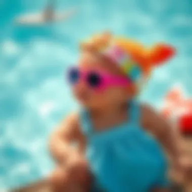 Trendy accessories complementing baby swimwear