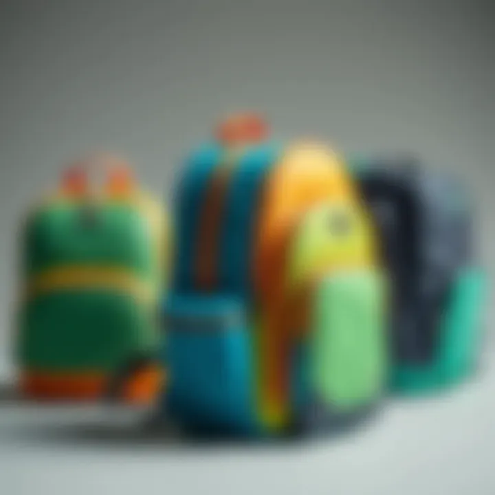 Different types of school bags displaying ergonomic features