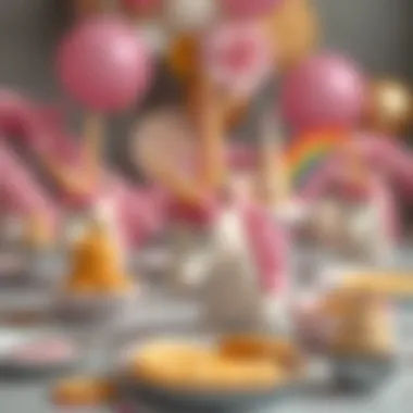 Creative unicorn party favors and themed goodies on a festive table
