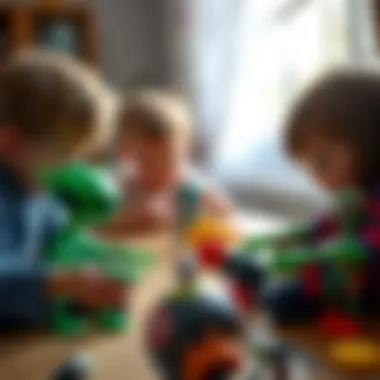 Children playing with imaginative alien toys